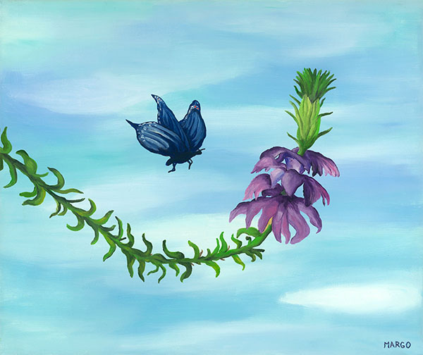 Canvas flower prints of butterfly and flower
