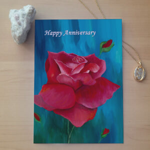 Painted Rose Anniversary Card