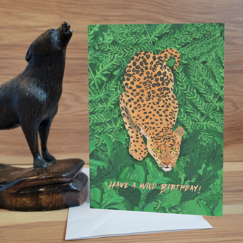 Leopard in the jungle ready to pounce Birthday Card.