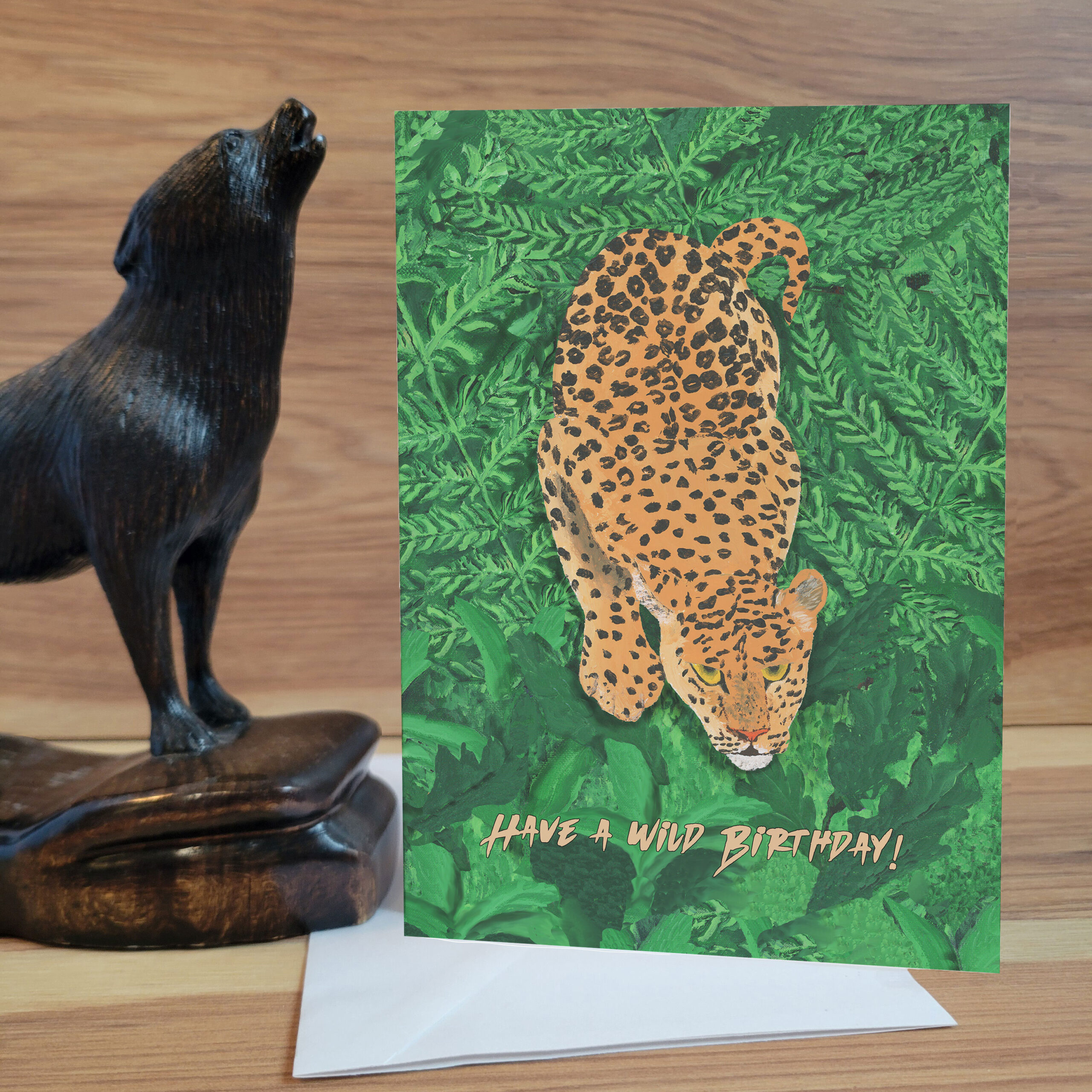 Leopard in the jungle ready to pounce Birthday Card.