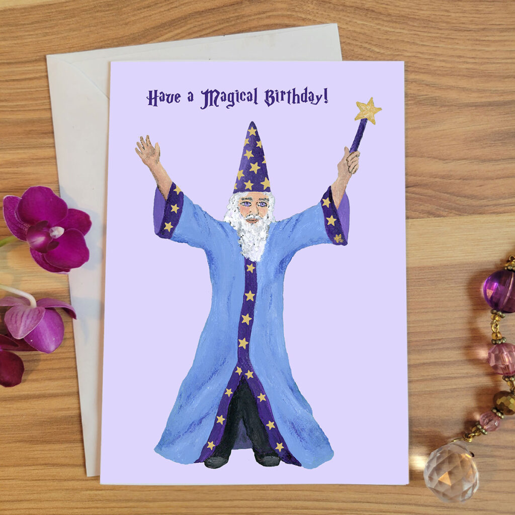 .Wizard casting a magical birthday spell