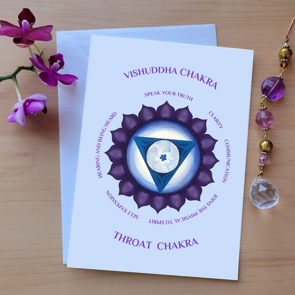 Text: speak your truth, clarity, communication, joins the physical and spiritual, self expression, hearing and being heard.