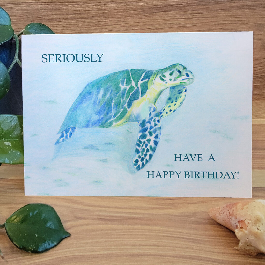 Swimming Turtle Birthday Card.