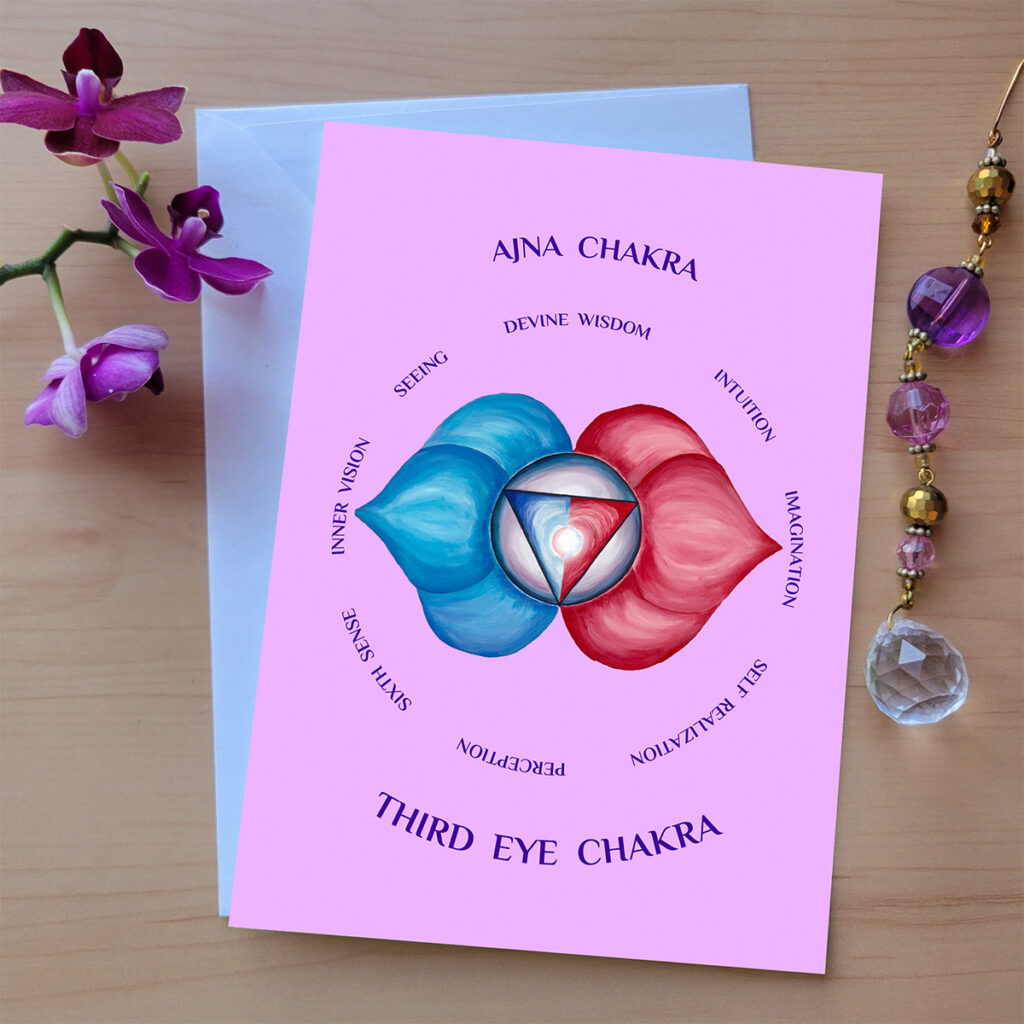 Painted image symbolizing the unification of feminine and masculine energies. Blue and red combining the create violet.