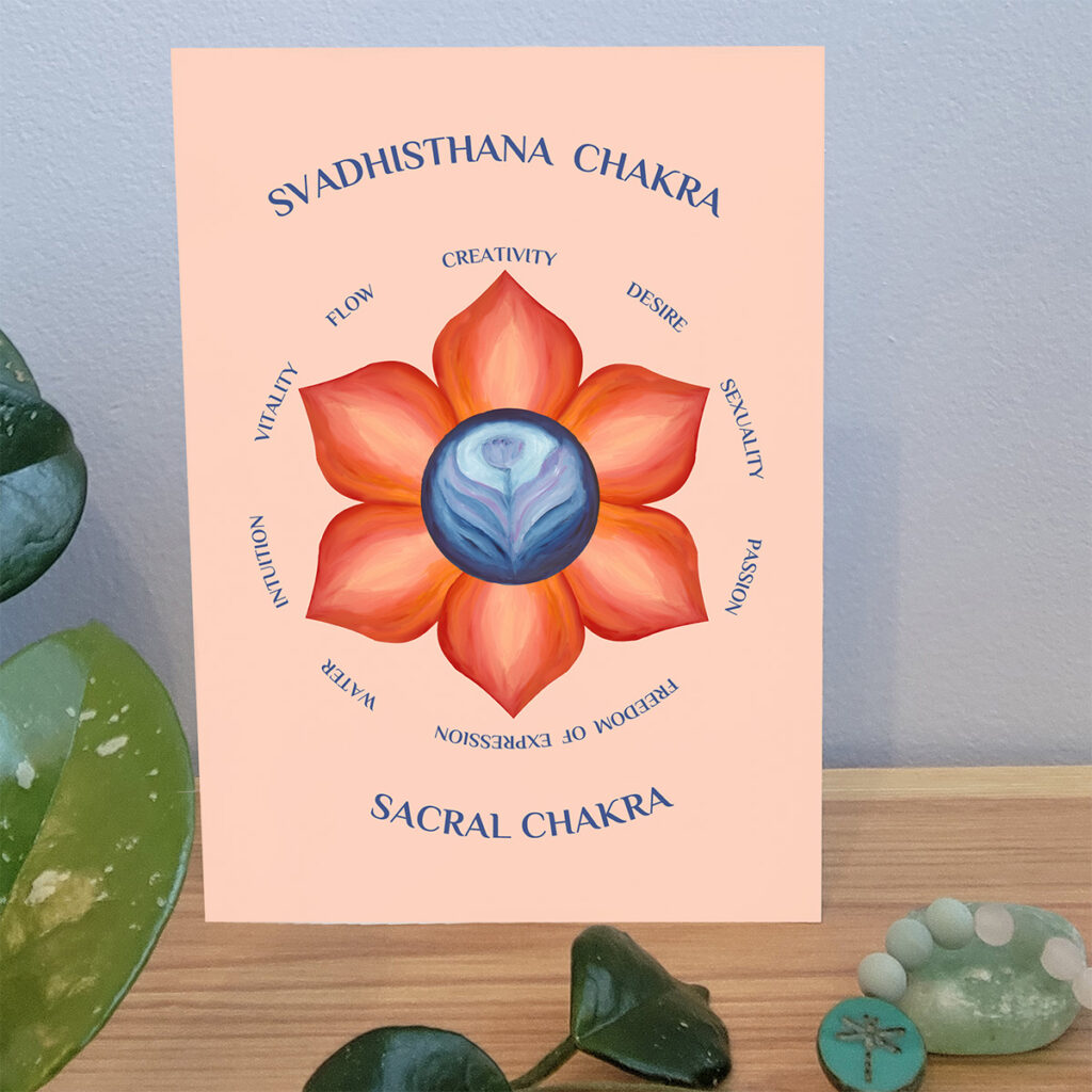 6 petal orange lotus representing the sacral chakra.