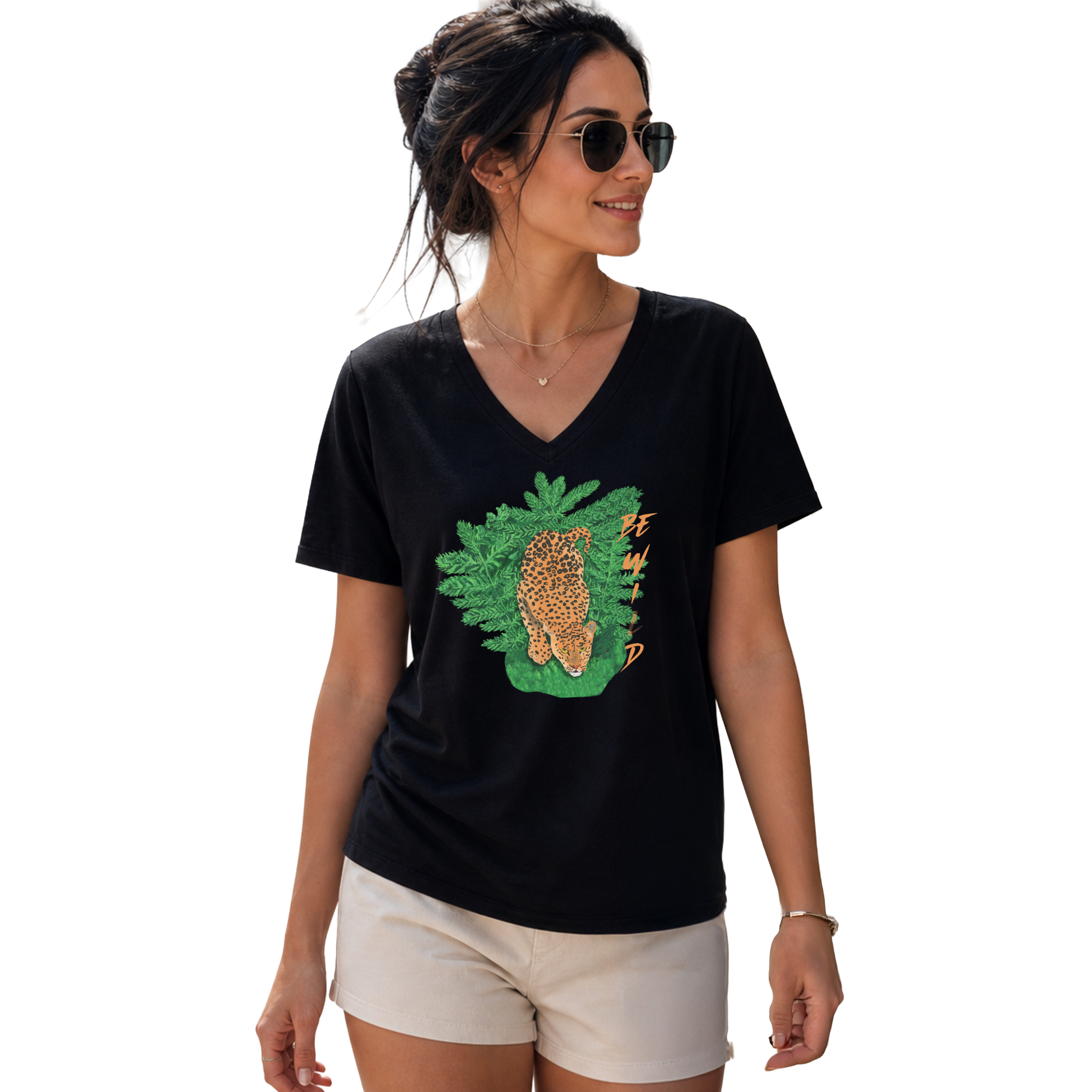 Be Wild Leopard Women’s V-Neck T-Shirt