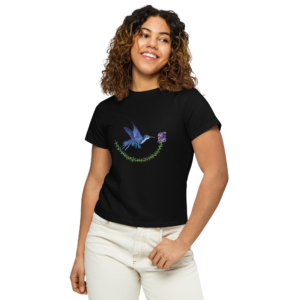 Hummingbird & Flower Women’s Short Waisted Top