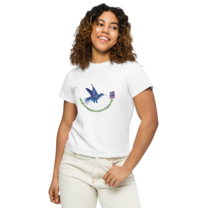 Hummingbird & Flower Women’s Short Waisted Top